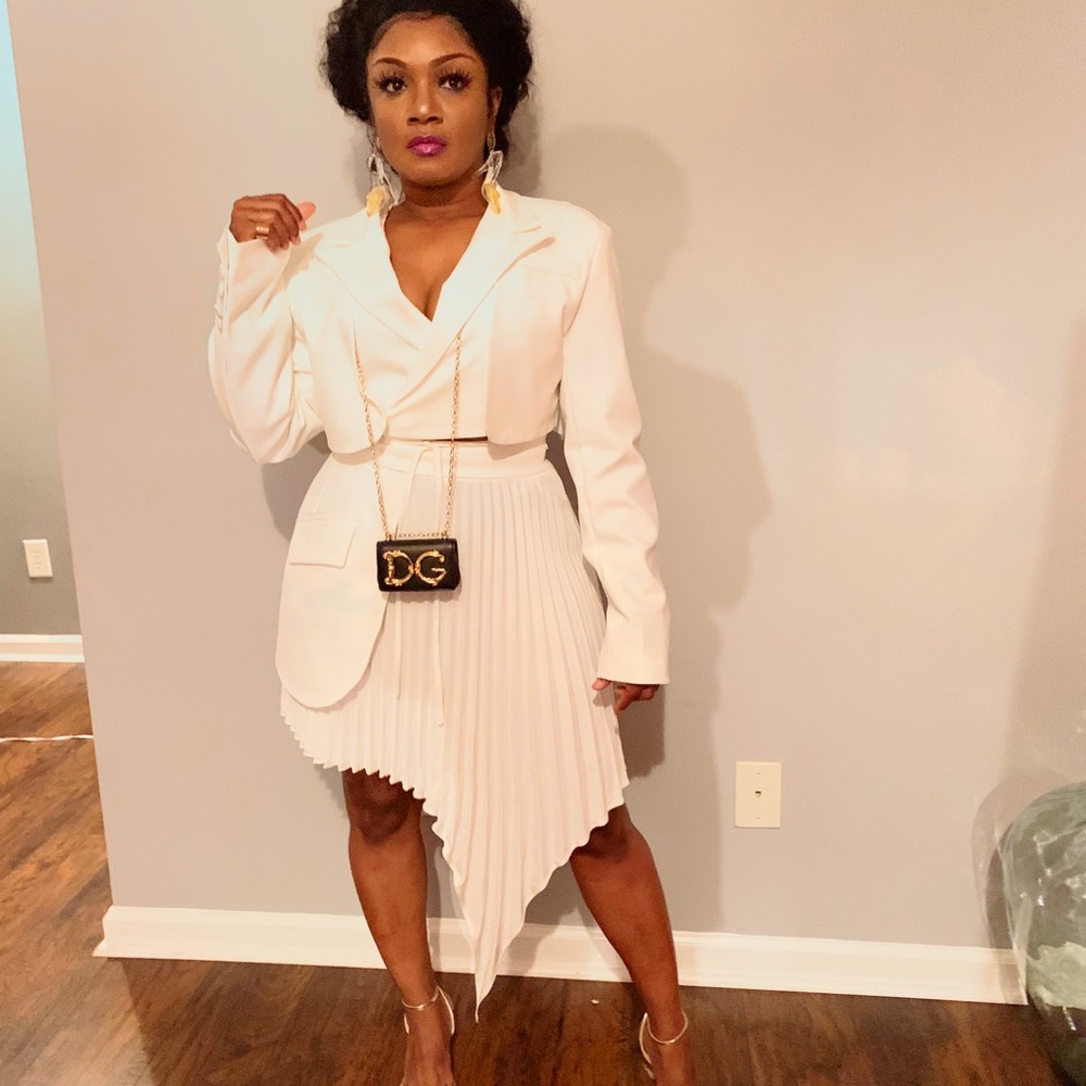 Beautiful elegant women’s two piece set white